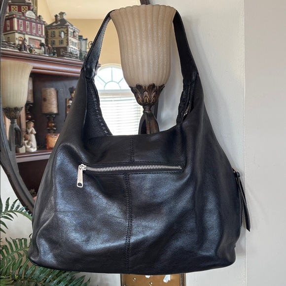 Patricia Nash Black Leather Braided Stitch Marcellina Hobo Bag Tassel Purse - Picture 5 of 16